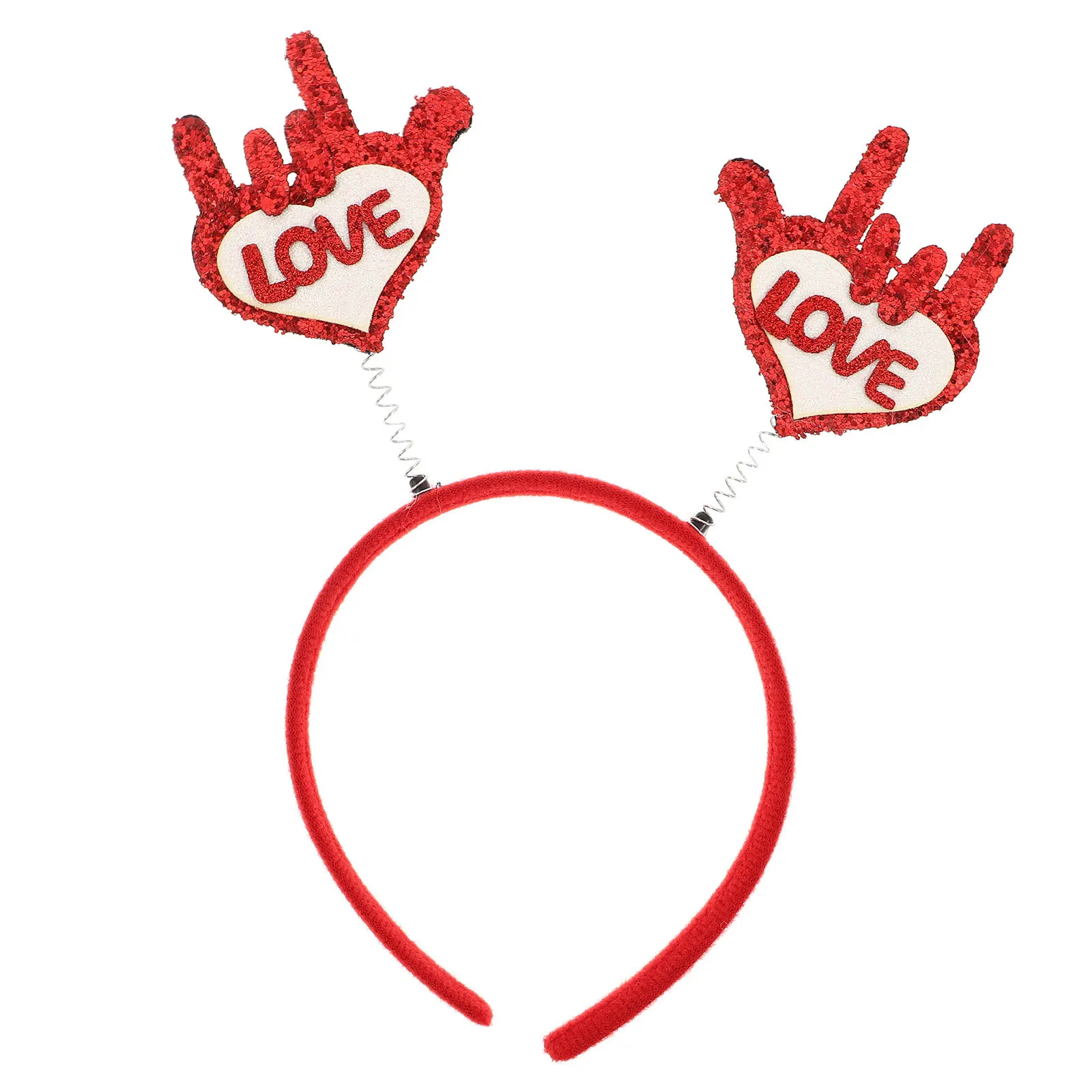 

Love Hand Gesture Valentines Day Headband Romantic Heart Hair Hoop Wedding Party Decoration Valentines Headpiece Cupid Costume