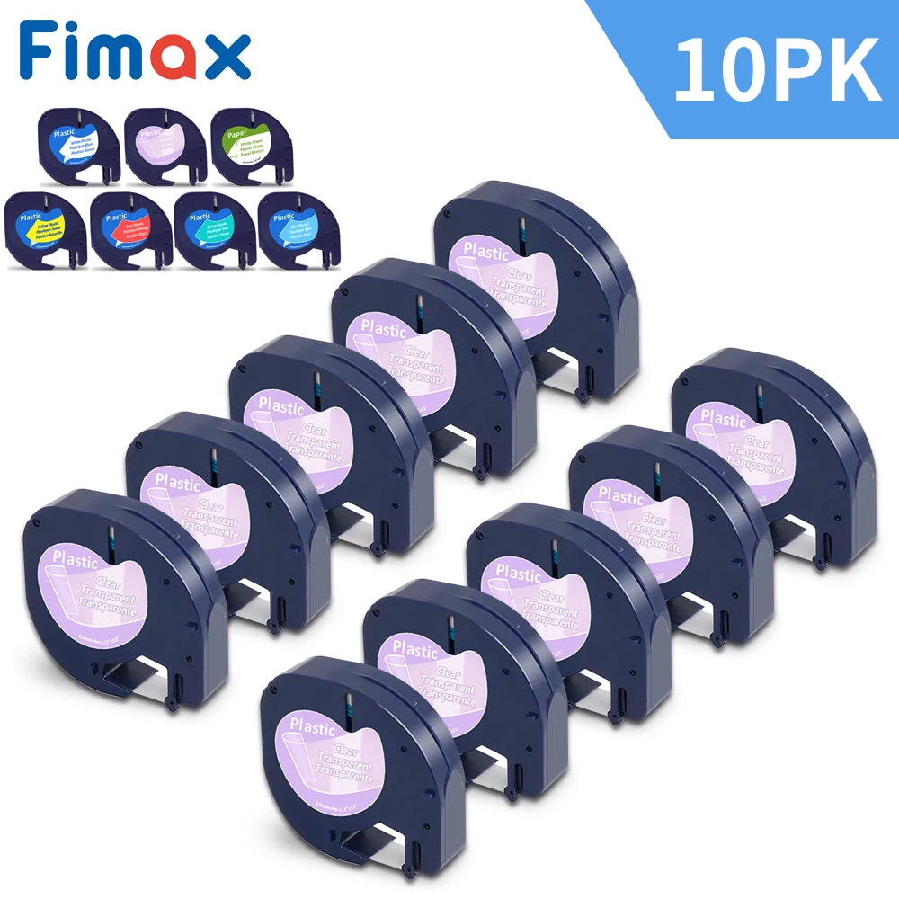 Fimax Compatible For Dymo Printer Labels Tape LetraTag 10PK 91200 12267 12mm Machine Labeling Self-adhesive Label Ribbon Paper