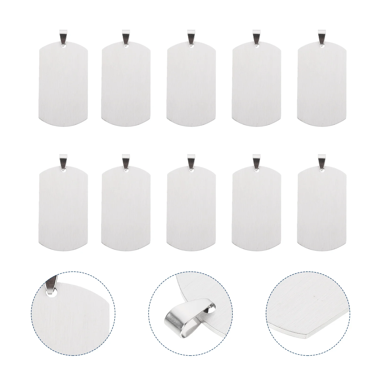 10Pcs Titanium Steel Blank Tags Military Style Dog Cat Pendants for DIY Stamping Engraving Keychain Necklace Stamping Tags