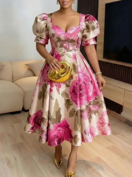 African Dresses for Women Traditional African Clothing Elegant Dashiki Spring Summer Midi Dress Ladies Ankara Dresses 2026