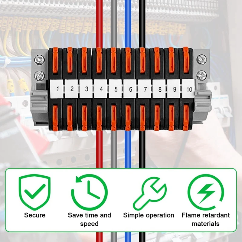 Pack Of 40 DIN Rail Terminals,0.08-4 Mm² PCT-211 DIN Rail Terminals,Black Terminal Block Kit,Electrical Connection Block Durable