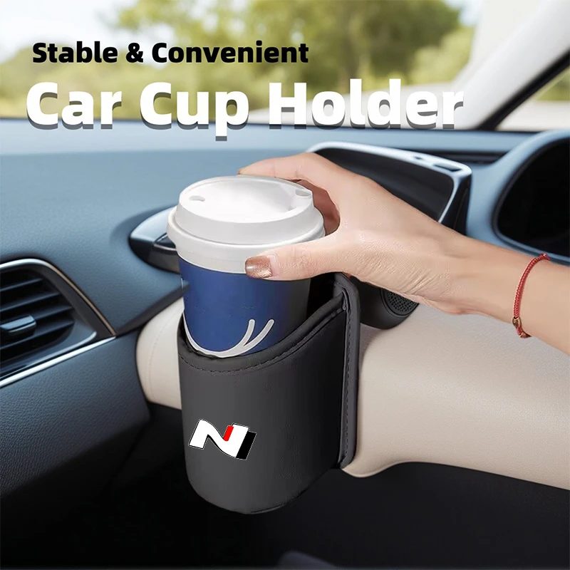 

Leather Car Hanging Water Cup Holder Drink Storage Organizer For Hyundai N Line i20 i30 Sonata Tucson Azera Elantra Veloster
