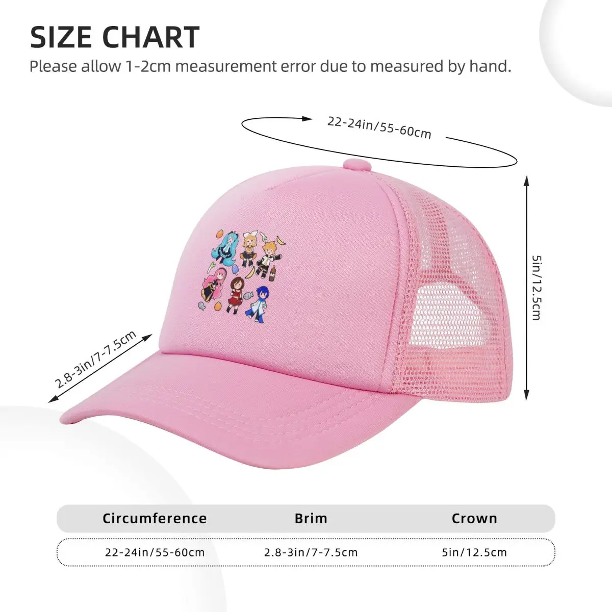 Vocaloid Chibi Chaos! Miku Mesh Baseball Caps Snapback Fashion Baseball Hats Breathable Casquette Outdoor For Men's And Women's