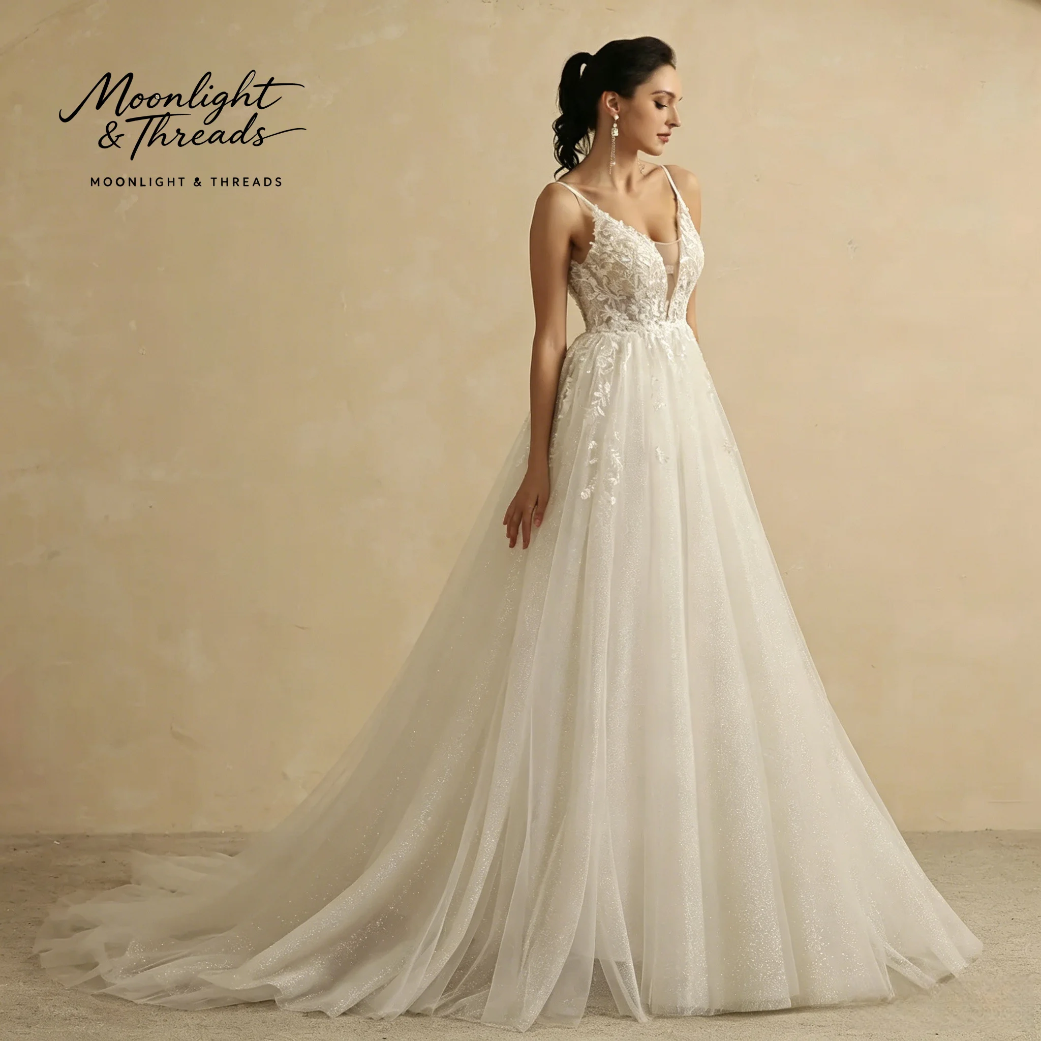 White halter-neck A-line dress floor-length formal occasion wedding gown with exquisite embroidery and a backless design