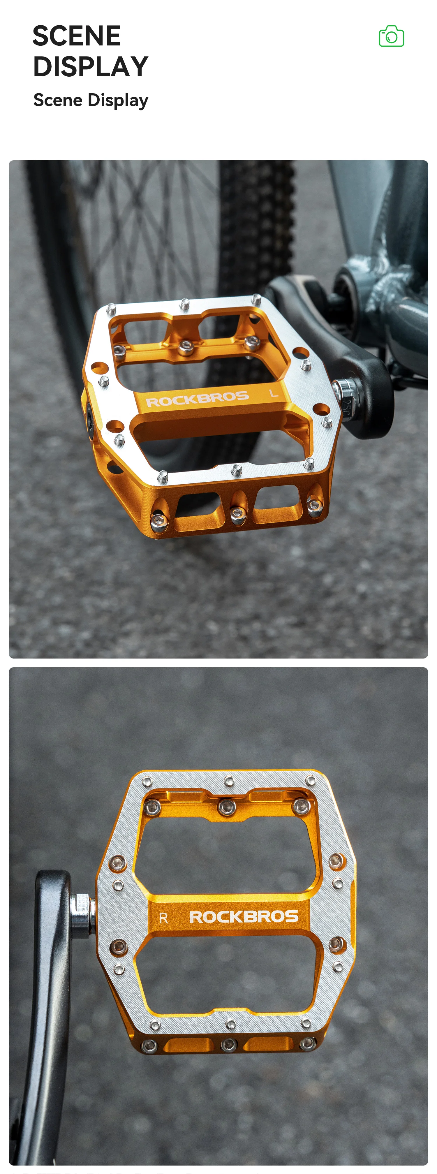 ROCKBROS Fahrradpedale Aluminiumlegierung Gedichtete Lagerpedale Leichte MTB Rennrad Plattformpedale Rutschfest Staubdicht – Detail 10
