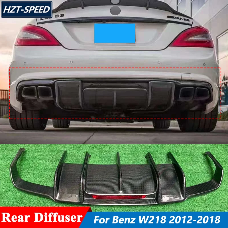 R Carbon Fiber Rear Bumper Diffuser Lip Trim For Mercedes Benz W218 CLS350 Sport CLS63 Tuning 2012-2018