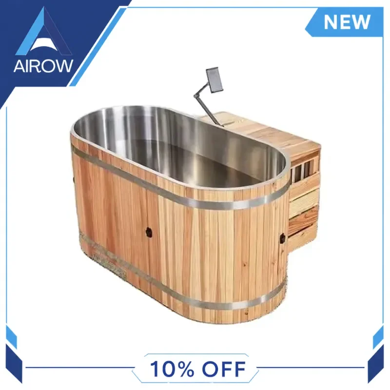 for Cold Plunge Tub With Chiller Portable Wooden Ice Bath Tub Outdoor Sports Recovery Muscle Relief Adult Home Gym Use