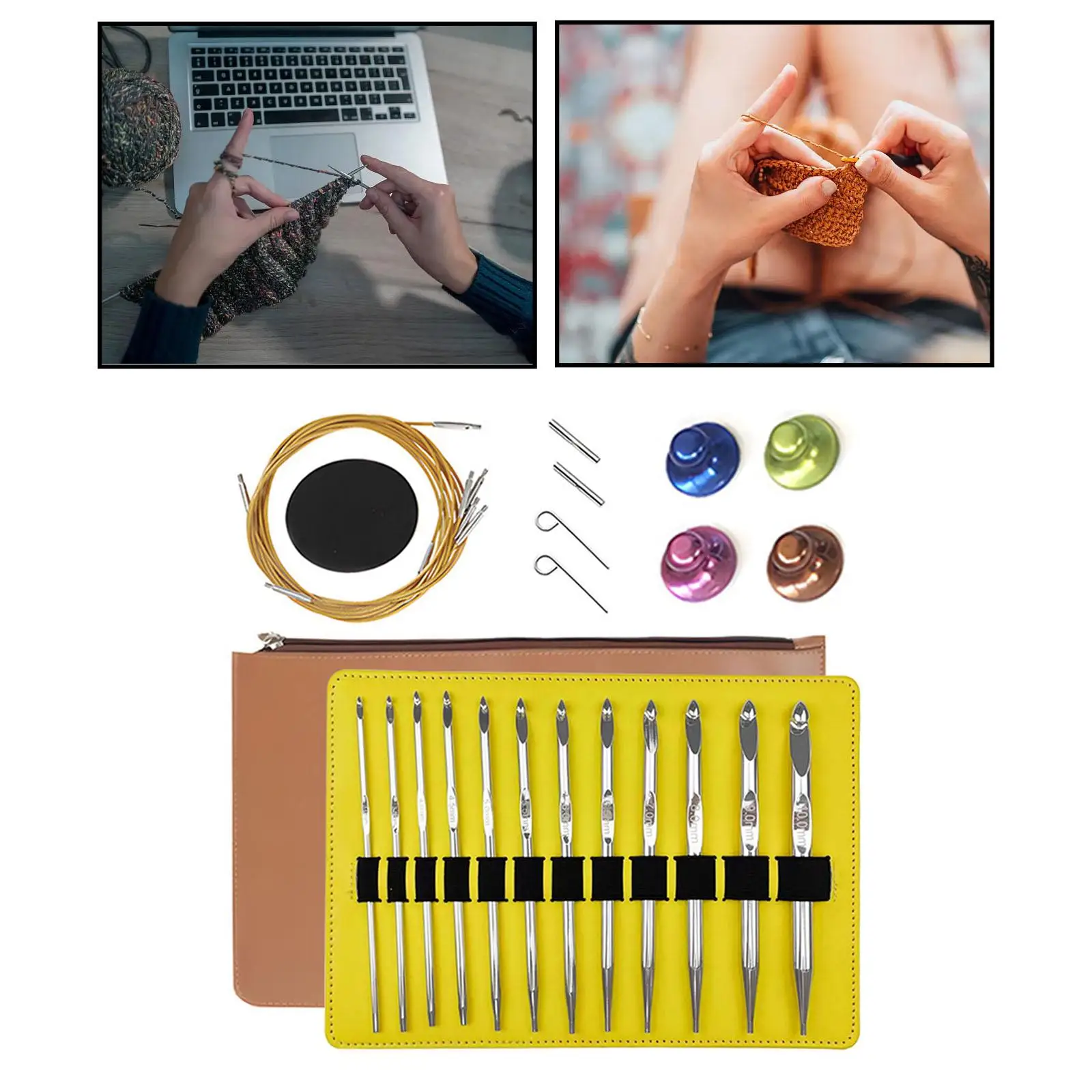 Circular Knitting Needle Set Manual Tool Sturdy Multifunction Removable Handicraft for Sweater Blanket Socks Needlework Beginner