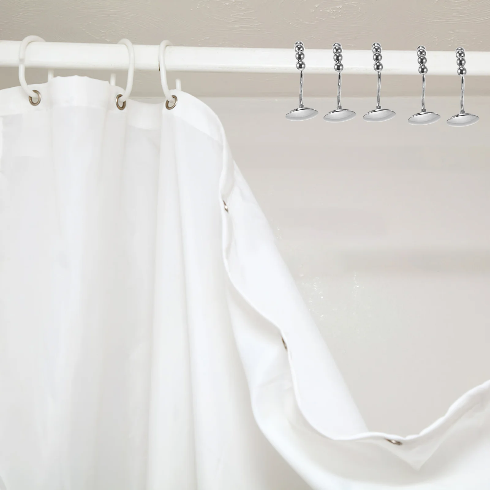 

12Pcs Decorative Bath Curtain Hooks Solid Zinc Alloy Construction Resists Deformation Smooth Glide for Shower Rod Use