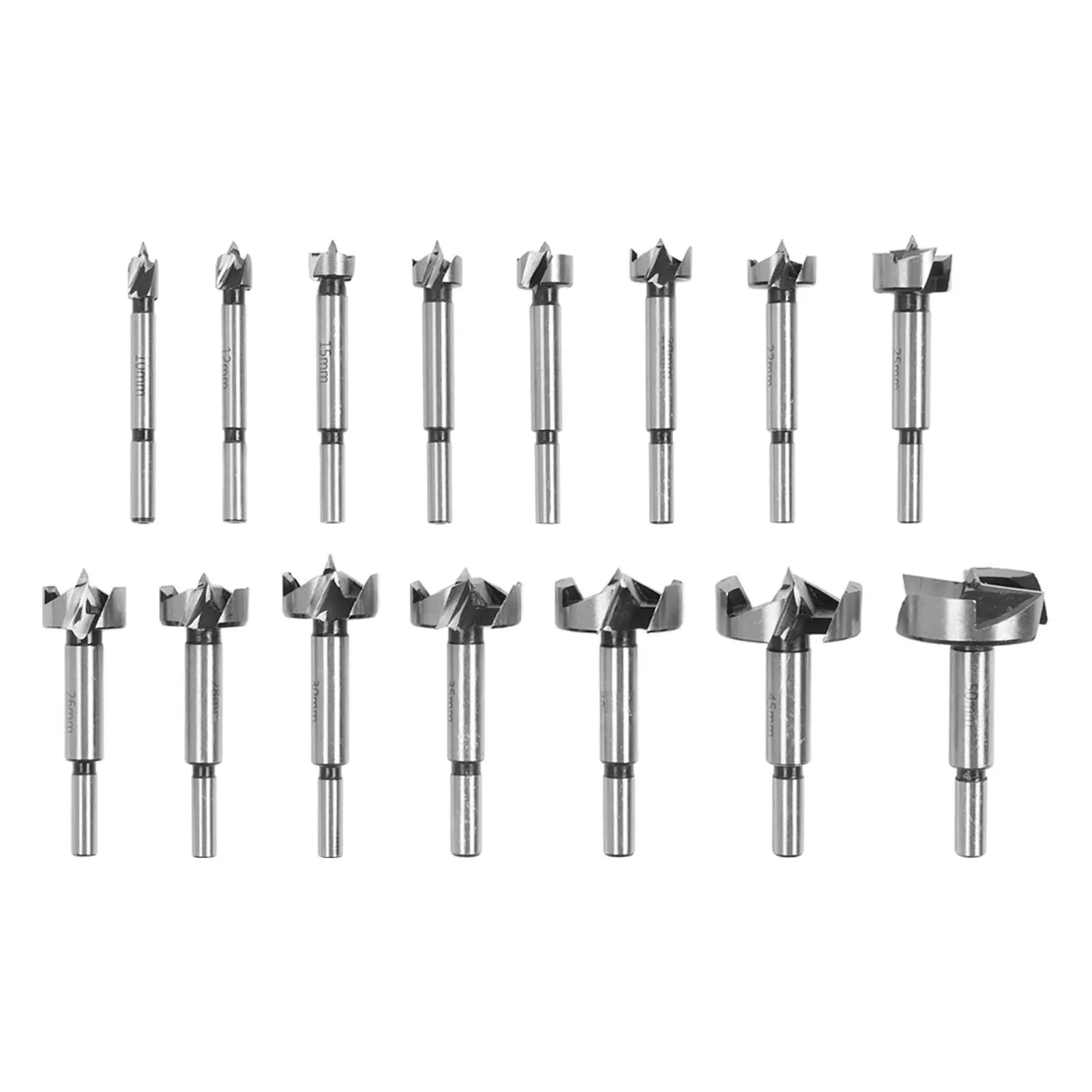 

15Pcs Wood Drilling Bit Different Sizes High Hardness Alloy Easy Installation Drill Bit Set For Furniture Plastic Fiber