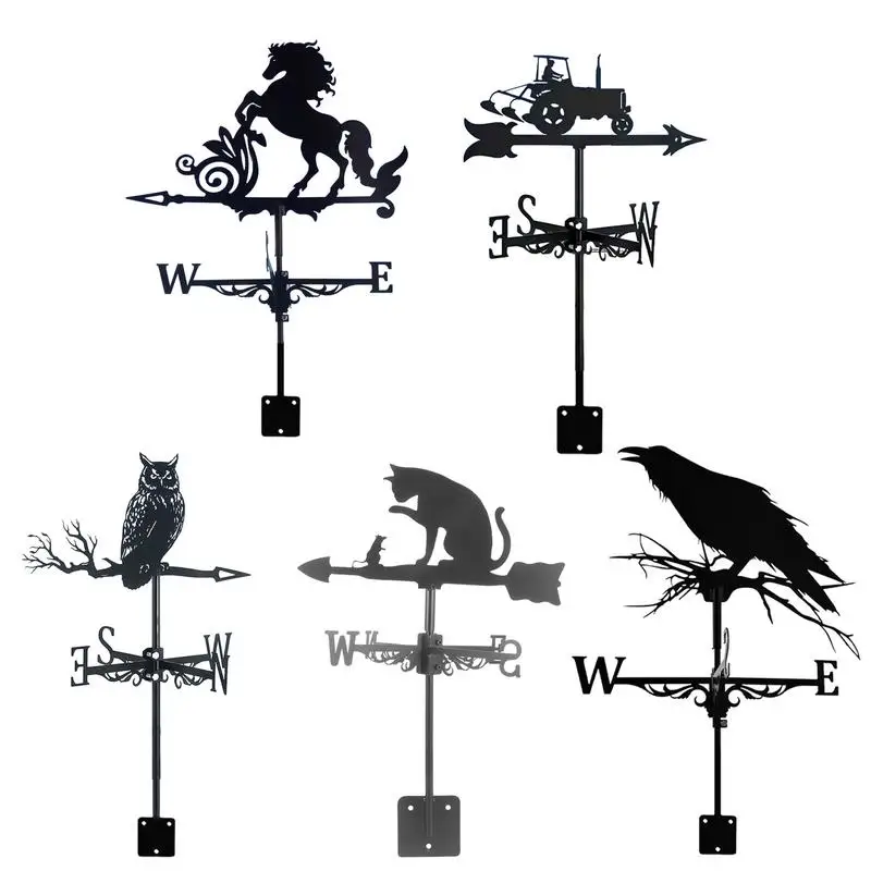 Metal Weathervane Witch Iron Weather Vane UV Resistant Rooftop Wind Vane Weather Vane For Roofs Wind Direction Indicator