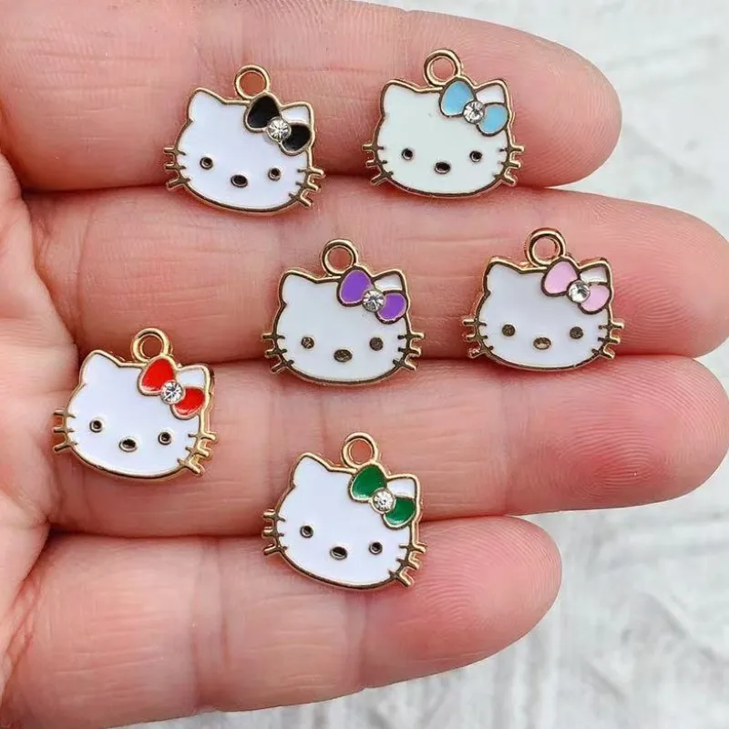 10pcs Cartoon Alloy Charm Bow Cat Earrings DIY Enamel Charm Accessories Earrings Bracelet Keychain Pendant Designer Charms