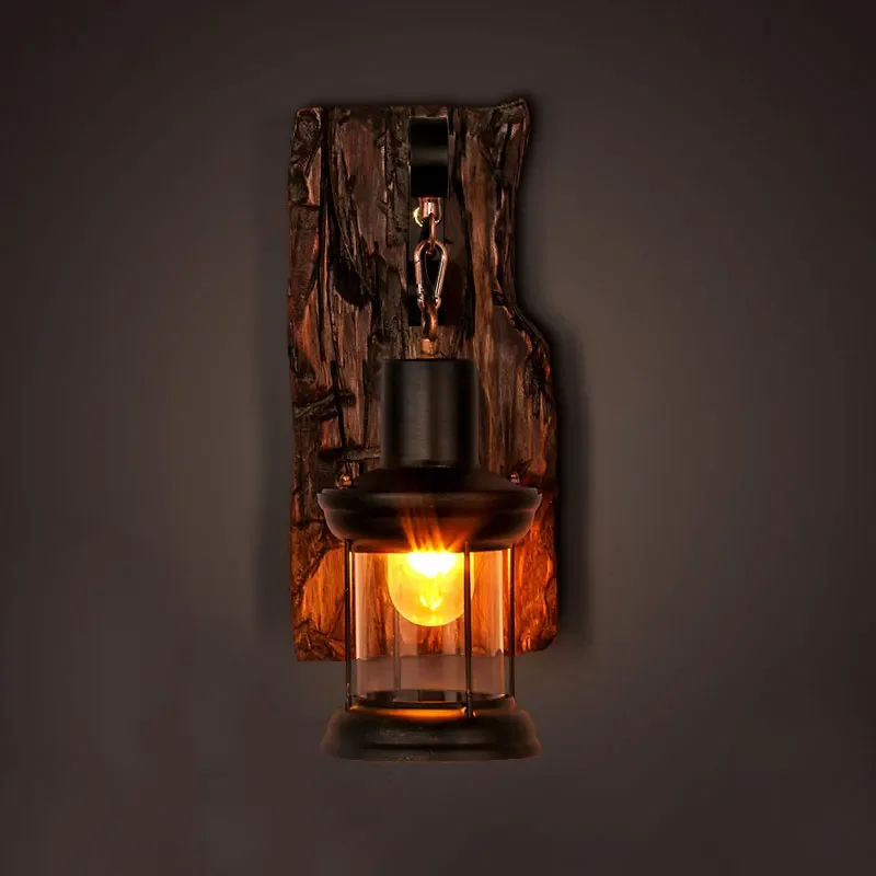 

retro wall lamp sconce LOFT American wood lantern bar coffee restaurant bedroom nostalgic clothing store vintage light