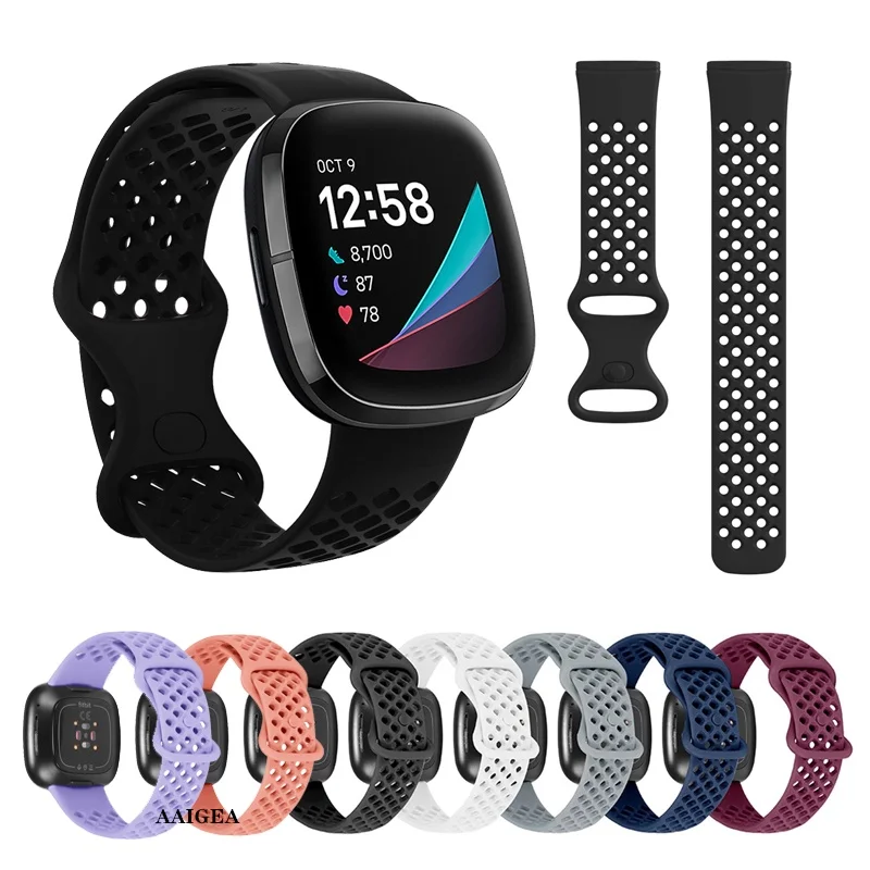 Breathable Soft Silicone Sport Band Strap For Fitbit Versa 3 4 Fitbit Sense 2