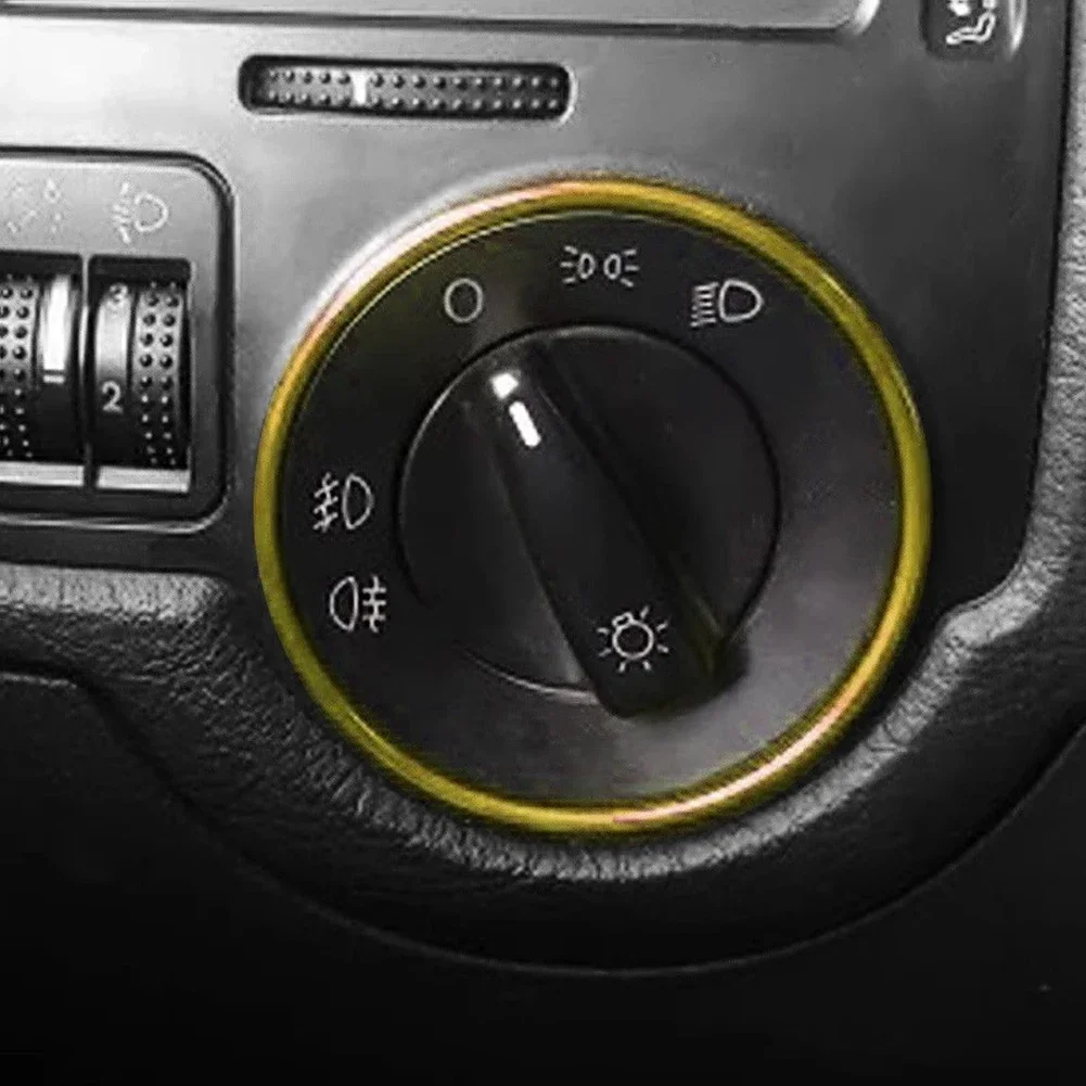 Für Golf Jett MK5 MK6 Passat B6 B7 CC Touran Tiguan Auto Innen Zubehör Auto Scheinwerfer Schalter Dekorative Rahmen Runde Aufkleber – Detail 4