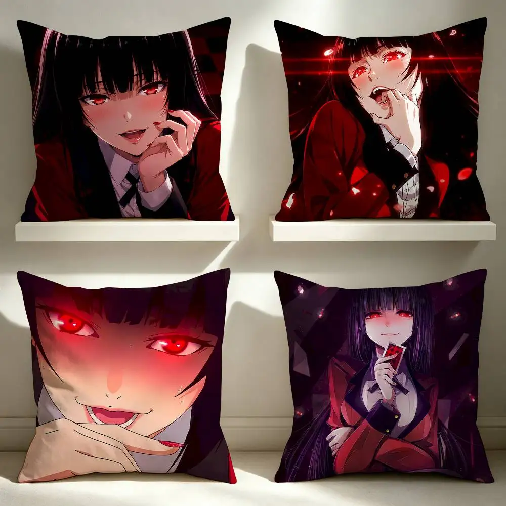 Popular Kakegurui Yumeko Jabami  Square Double-Sided Printed Pillow Case Sofa Cushion Cover Bedroom Bedside Decor