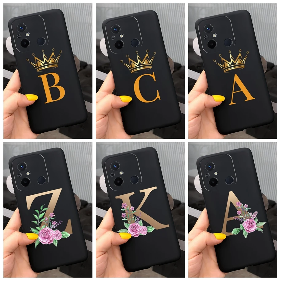 For Redmi 11A Case Fashion Letters Black Silicone Soft Phone Back Cover For Xiaomi Redmi 12C Funda Redmi12C 12 C Redmi11A Bumper