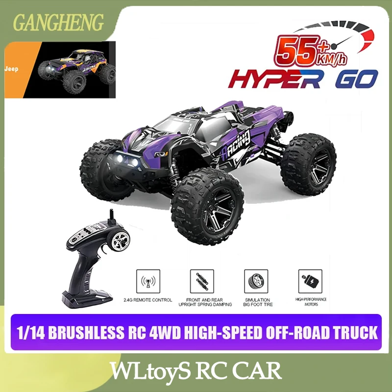 HXRC 8609 8610 1:14 55KM/H 4WD RC Car With LED Remote Control Cars High Speed Drift Monster Truck for Kids vs Wltoys 144001 Toys