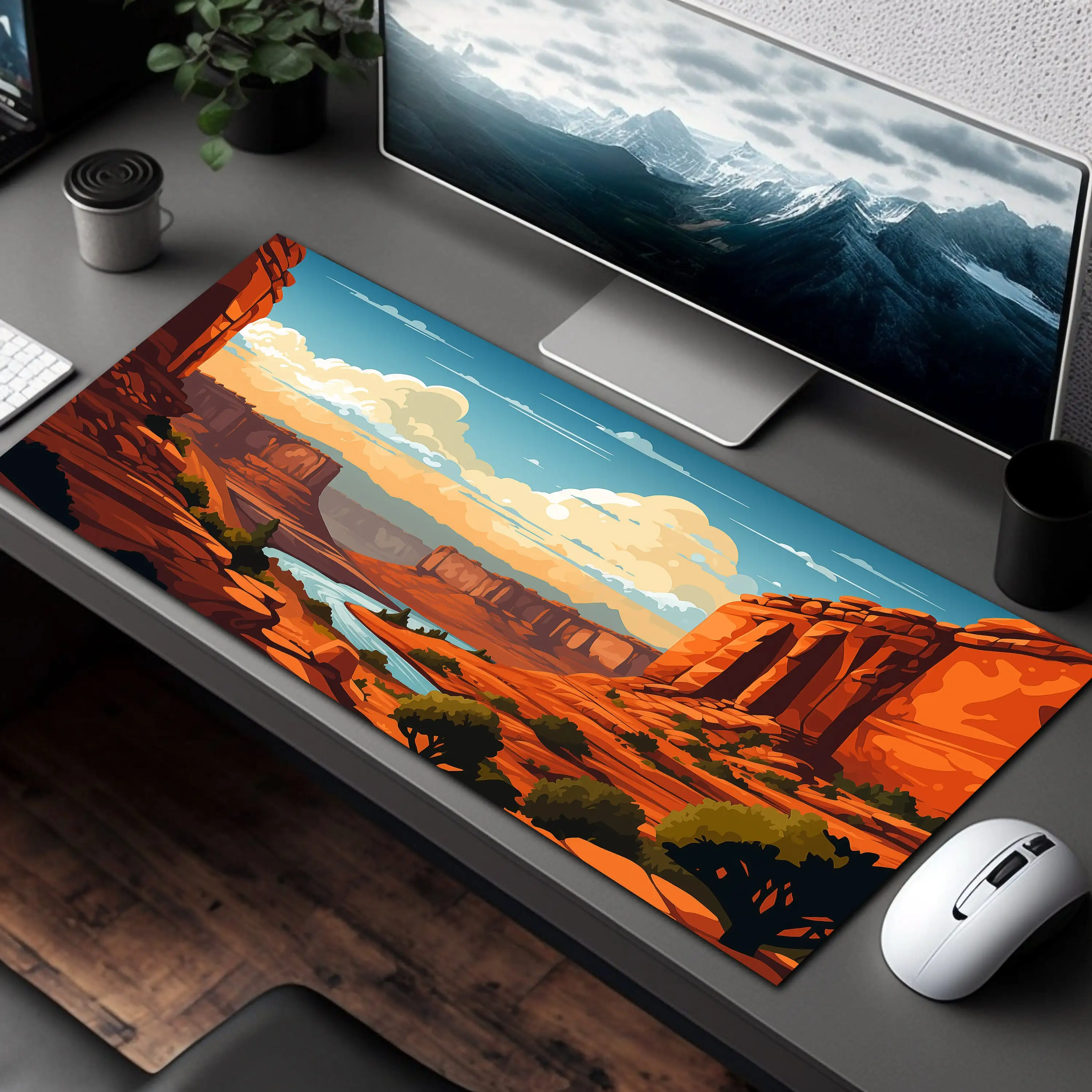 Red Canyon Desk Mat, Non-slip and Waterproof Mouse Pad, Office and Gaming Desk Decorative Mat, The Perfect Gift for Friends.