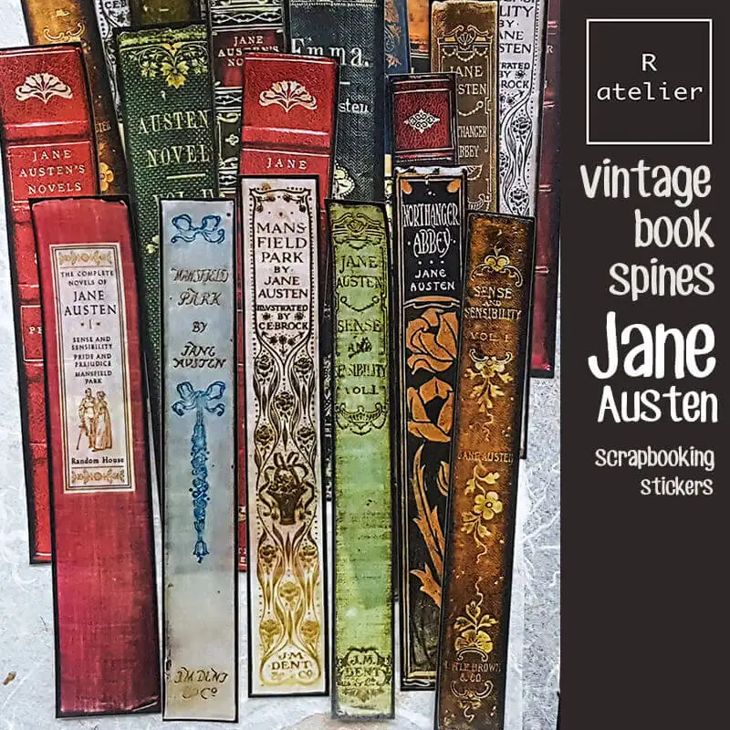 Stickers Jane Austen Book Spine Decorative Book Cover Junk Journal Scrapbooking DIY Craft Journaling