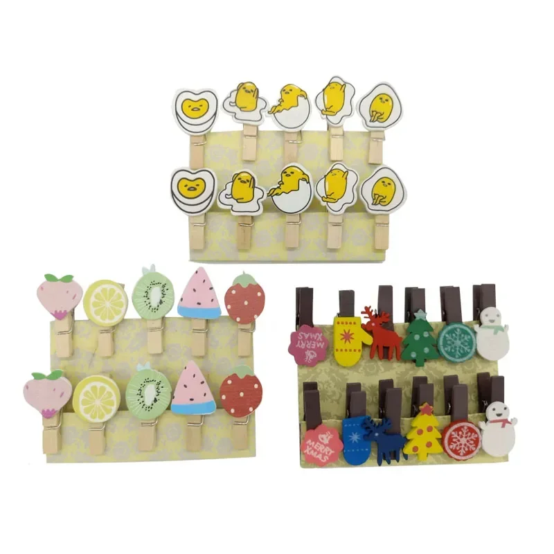 10pcs/lot Colorful and unique design egg /Christmas /fruit shape Wooden clip Multi-function