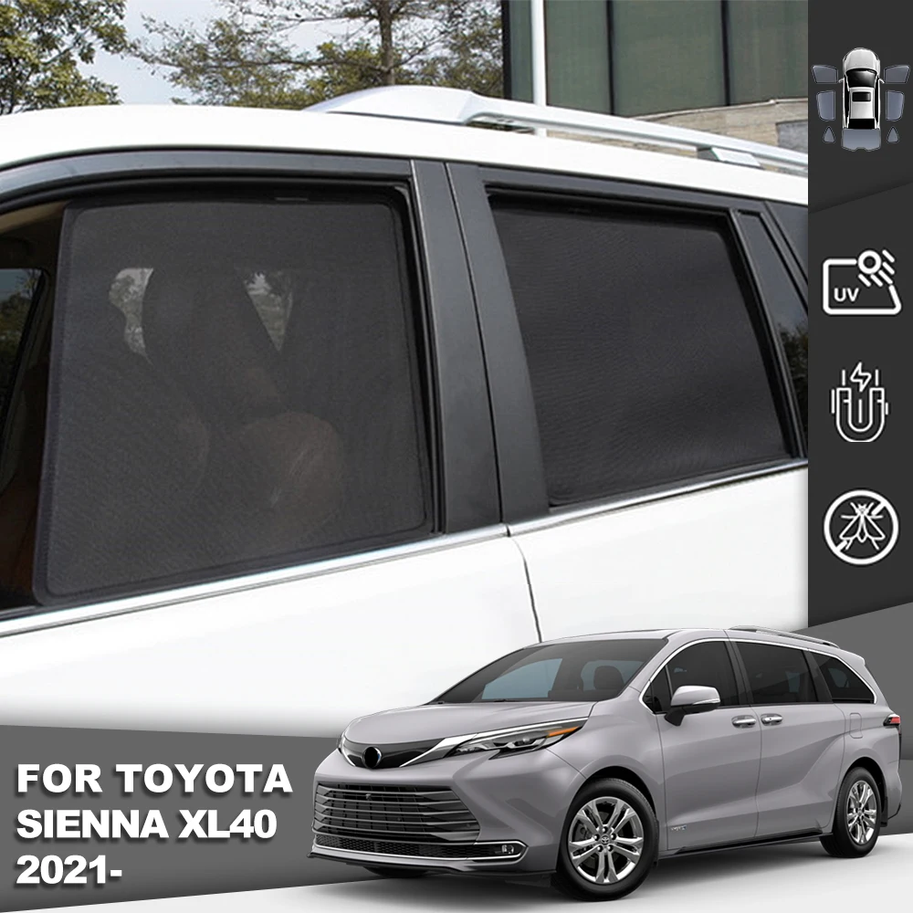 For Toyota SIENNA XL40 2021 2022 2023 2024 Magnetic Car Sunshade Visor Front Windshield Curtain Rear Side Baby Window Sun Shade 