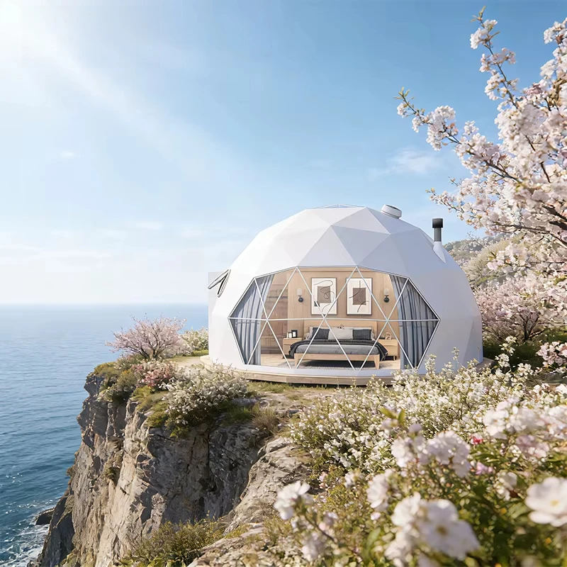 Outdoor Camping Prefab Waterproof Glamping Geodesic Dome House Luxury Tent for Resort