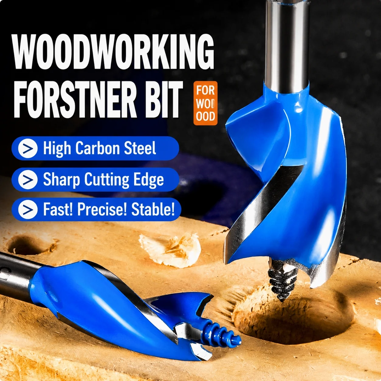 10mm Brad Point Drill Bit Hex Shank Woodworking Hole Opener Four Flute Four Blade Drill Bit for Impact Driver Wood Drilling