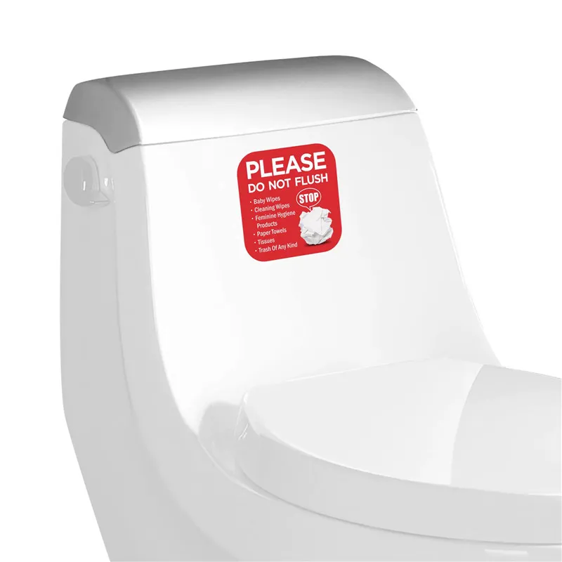 6Inch Waterproof Please Do Not Flush Sign 4pcs PVC Please Do Not Flush Anything Except Toilet Paper Sign Toilet Bathroom Sign
