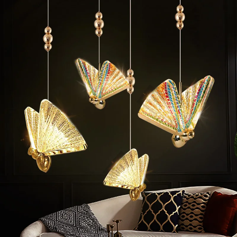 

Minimalist LED Pendant Lights Butterfly Decor Hanging Pendant Lamp Home Indoor Chandeliers Dining Room Bedroom Bedside Lights