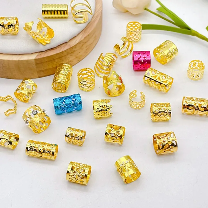 

Зажимы для плетения косичек, 20 шт., регулируемые, золотистые, металлические, с нескользящим захватом, для дредов, для мужчин и женщин, для фестивалей в стиле хип-хоп, украшение для волос