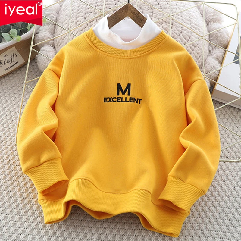 

IYEAL Children's Sweatshirt 2023 Winter New Warm Fleece Thickened and Warm Sweatshirt Boys and Girls High Neck Top