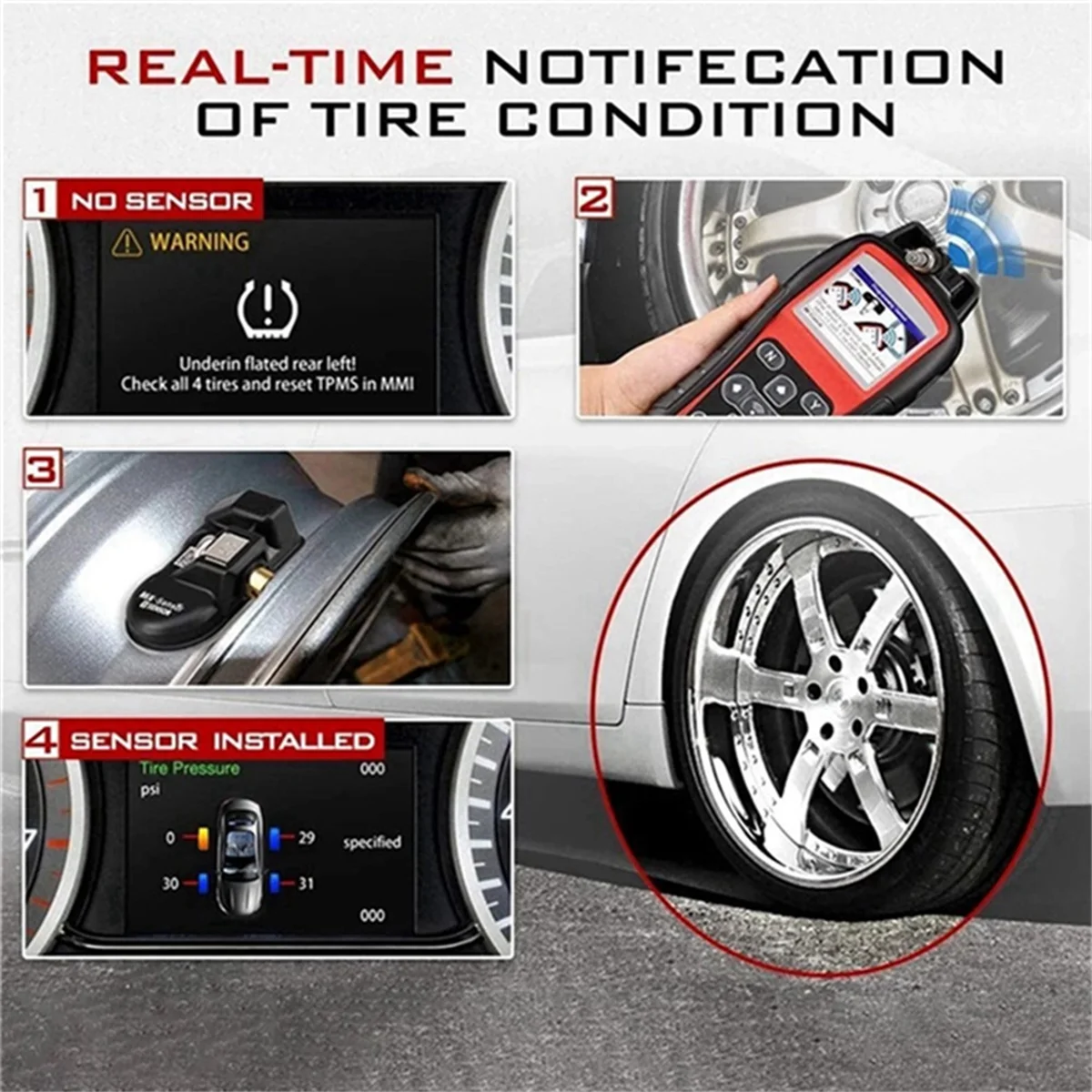 

5Pcs Programmable MX Sensor 315MHZ+433MHz 2 in 1 Tire Pressure Sensor Monitor System Universal Editable for AUTEL Tool