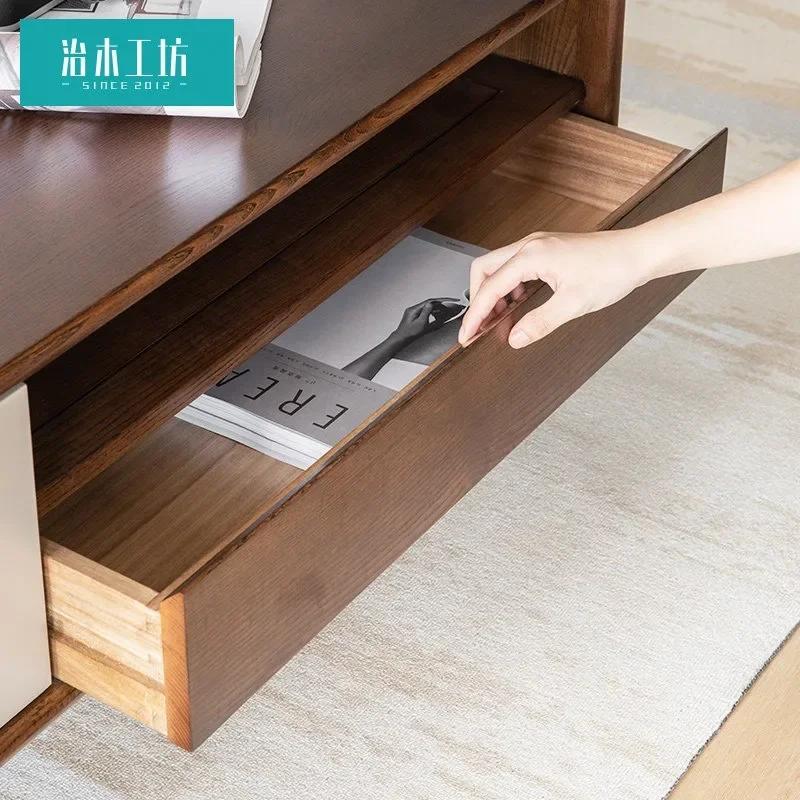 Wooden Workshop Ash Wood Coffee Table Household Simple Modern All Solid Wood Tea Table Living Room Tea Table