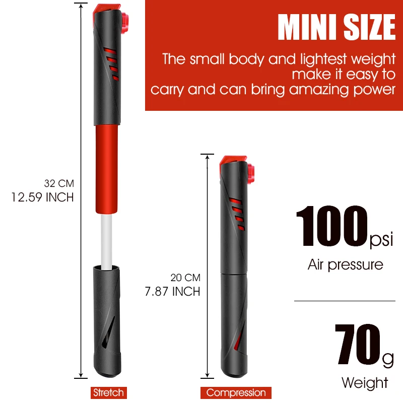 WEST BIKING 100PSI Mini Bike Pump Portable Lockable Bicycle Hand Air Pump Tire Inflator Schrader Presta Valve MTB Road Bike Pump