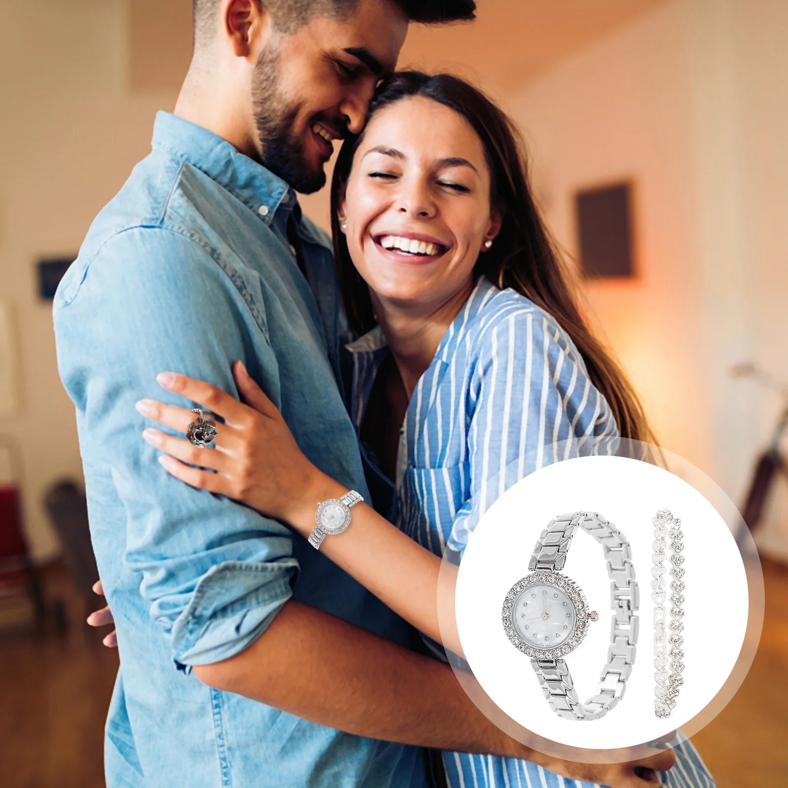 

1Set Watch Bracelet Gift Set Beautiful Luxury Wristwatch Bangle Combination Creative Matching Accessories for Any