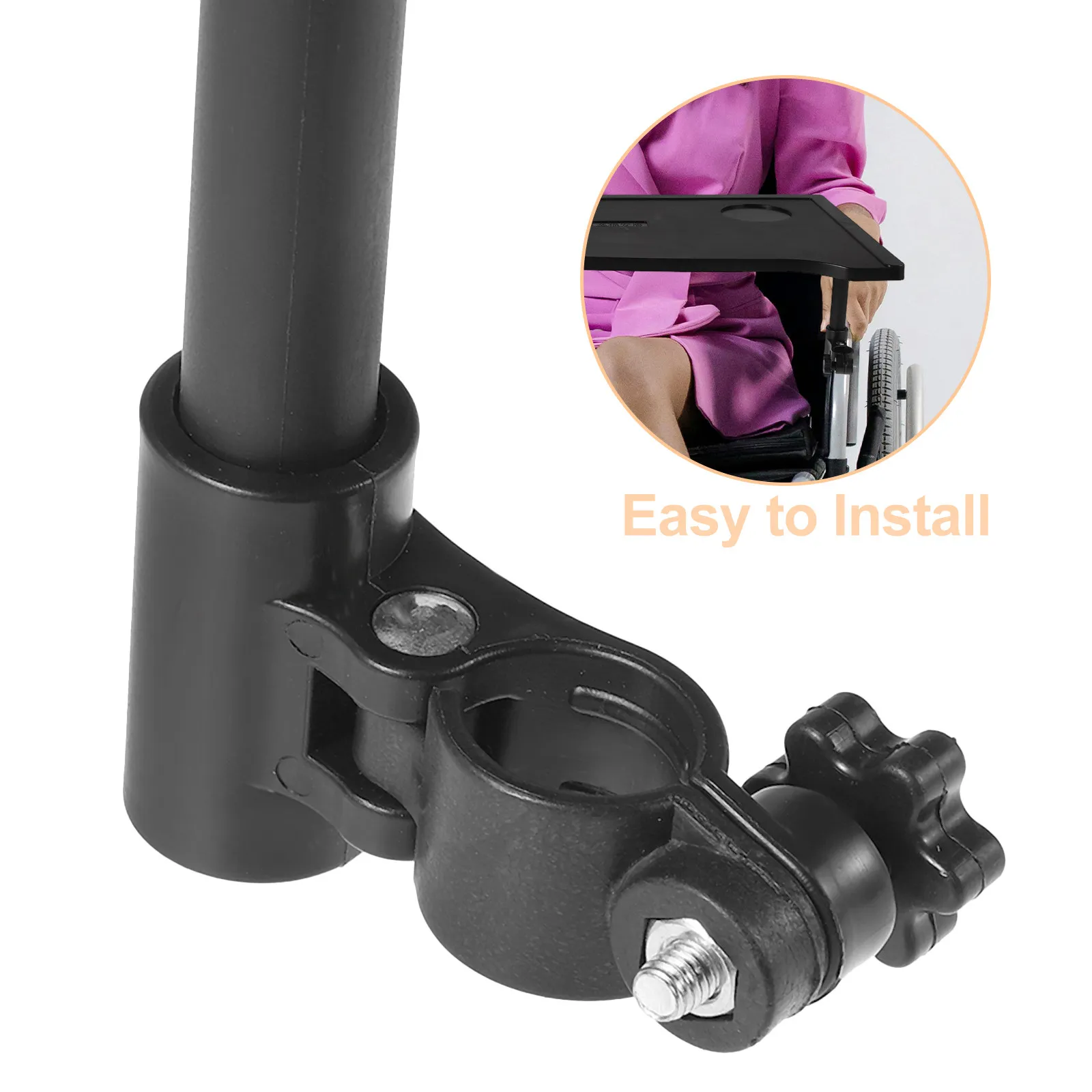 Universal Folding Wheelchair Dining Table Tray Lightweight Portable for Adults Fits 19-22Mm Pipe 48.7cm Hole Distance Cup Holder