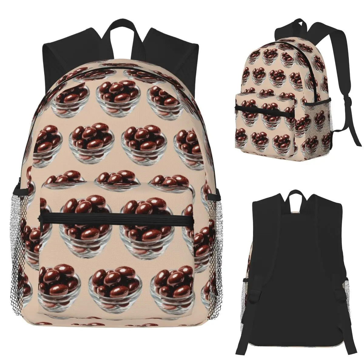 

Watercolor Chocolate Covered Almonds Student Backpack School Bag Hiking Travel Daypack for Boys Girls Bookbag Shoulder Bags