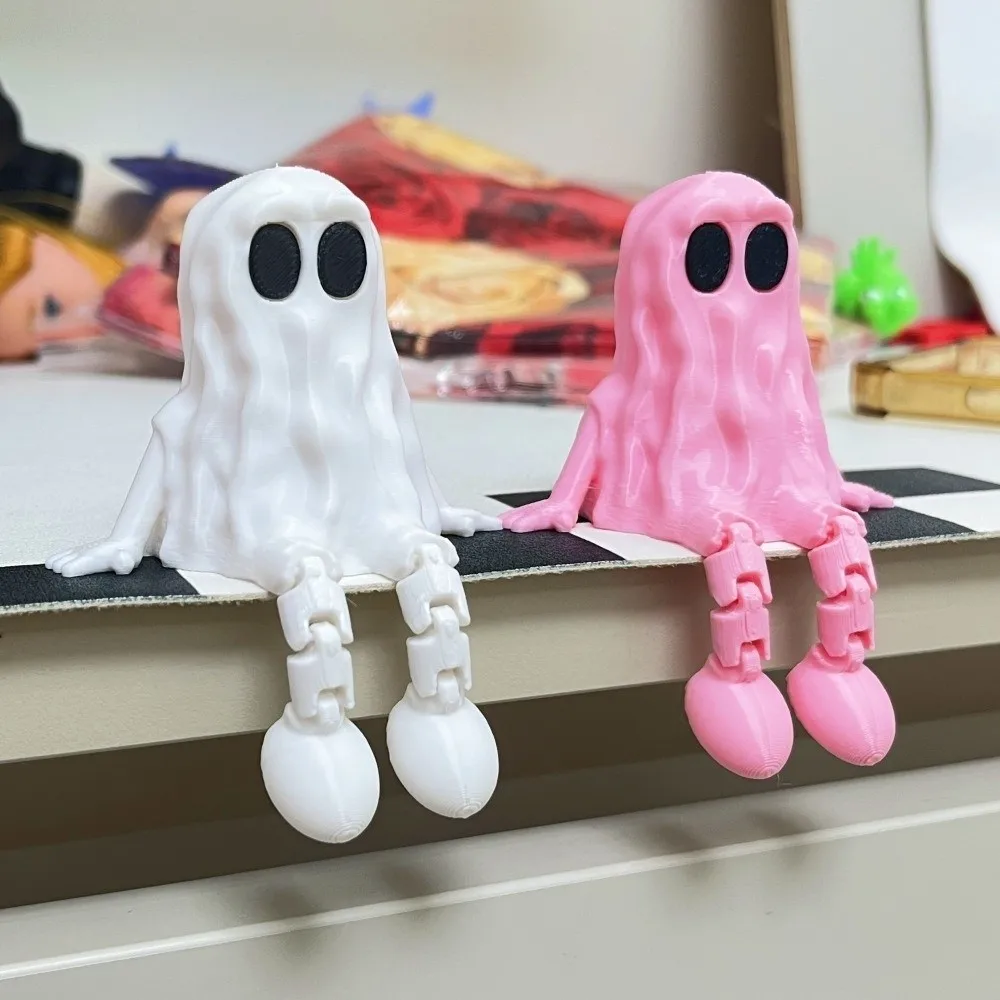 Simpatico mini ornamento fantasma stampato in 3D PLA dipinto a mano Fantasma Fidget Giunti mobili Statua fantasma Decorazione festa di Halloween