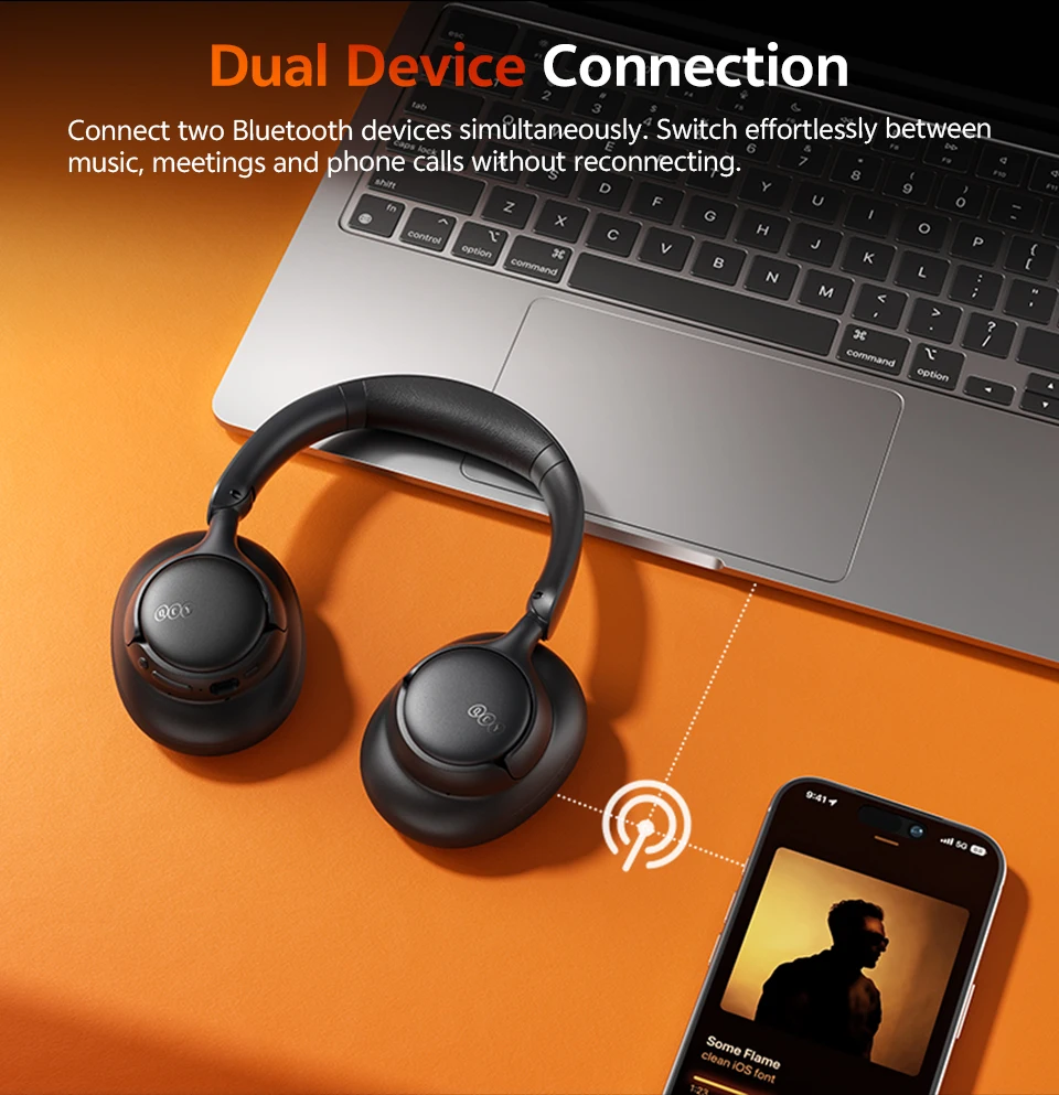 QCY H6Neo Kabellose Kopfhörer 52dB Adaptive Hybrid ANC Bass-Boost-Headsets Hi-Res LDAC Bluetooth 6.0 Spatial Audio Kopfhörer 96H – Detail 11
