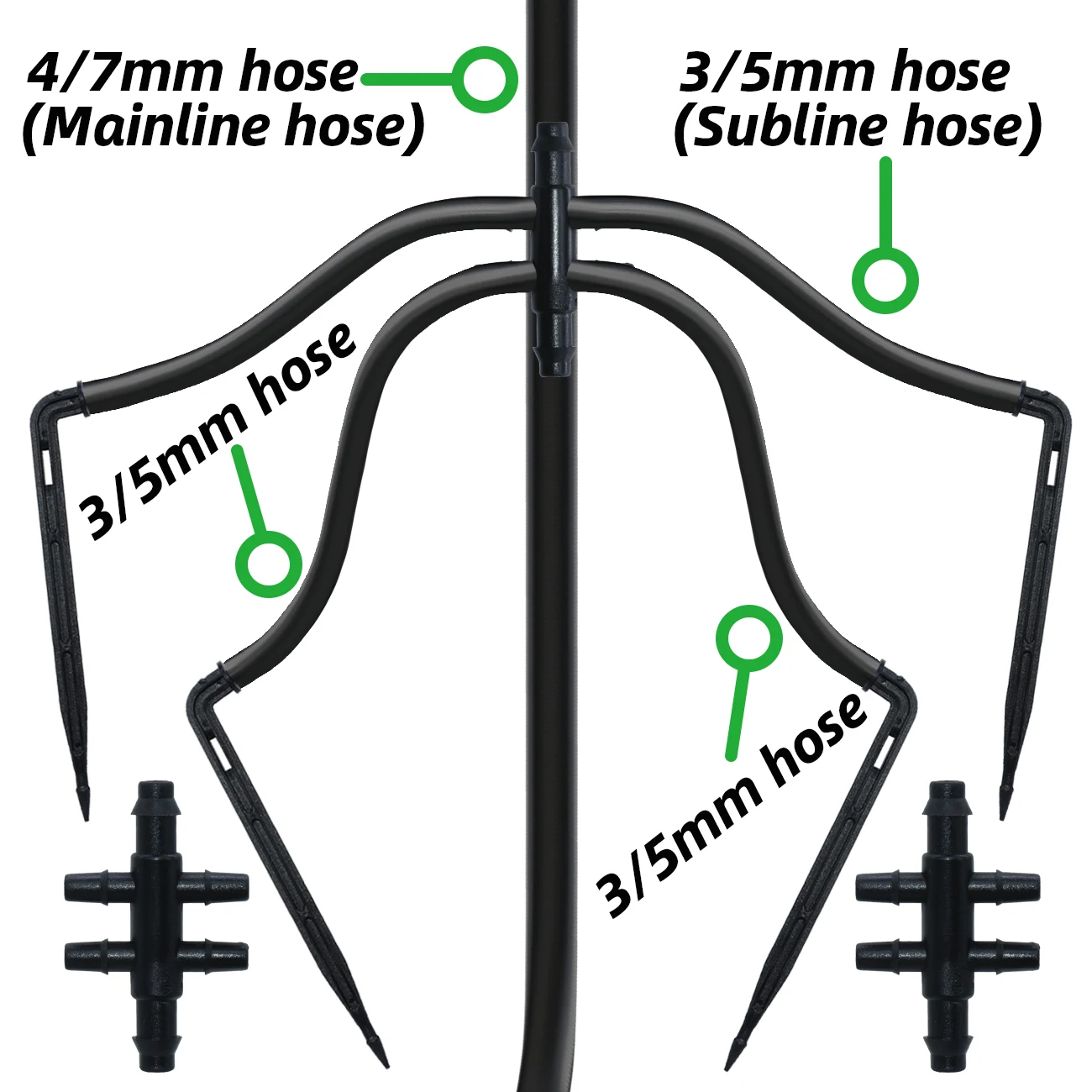 KESLA Szklarnia 1/4\'\' do 1/8\'\' Garnek do nawadniania kroplowego Zestawy do podlewania ogrodu Kolanko zagięte Strzały Emiter do węża 4/7 do 3/5mm