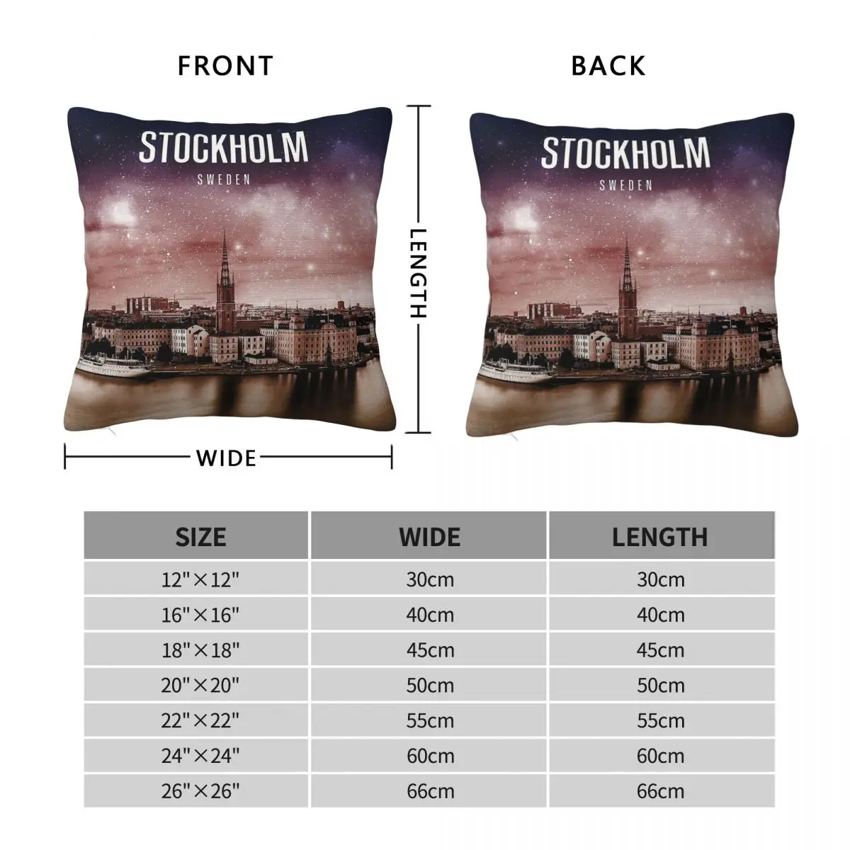 Stockholm Sweden Pillowcase Polyester Linen Velvet Printed Zip Decorative Throw Pillow Case Home Cushion Cover Wholesale 45x45