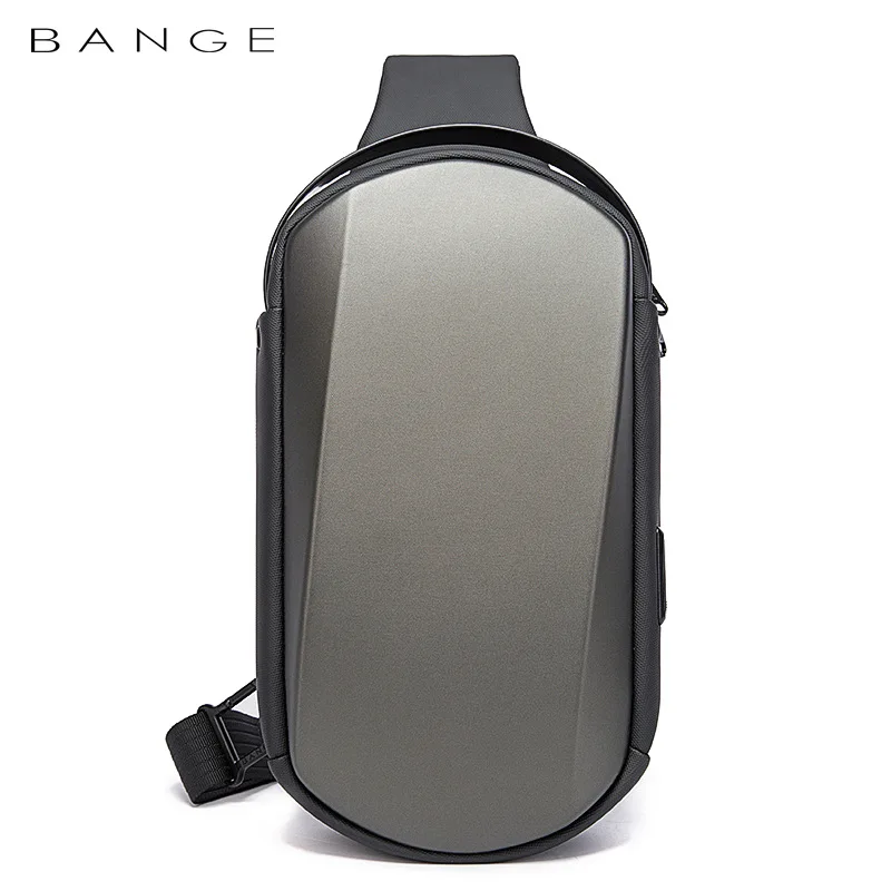 BANGE Multifunction USB Crossbody Bag Shoulder Bag Man TPU Waterproof Travel Sling Messenger Pack Chest bag