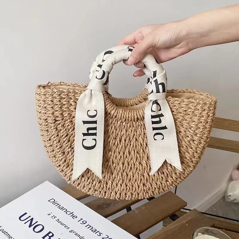 Women Summer Beach Bags Handbags Large Capacity Lady Shoulder Bag Letter Linen Totes Casual Girls Travel Crossbody Bag 2023