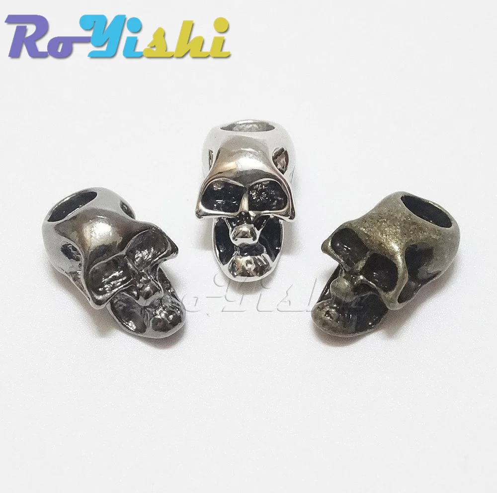 10 Pcs/Pack Single Vertical Hole Metal Skull Beads for Paracord Knife Lanyards