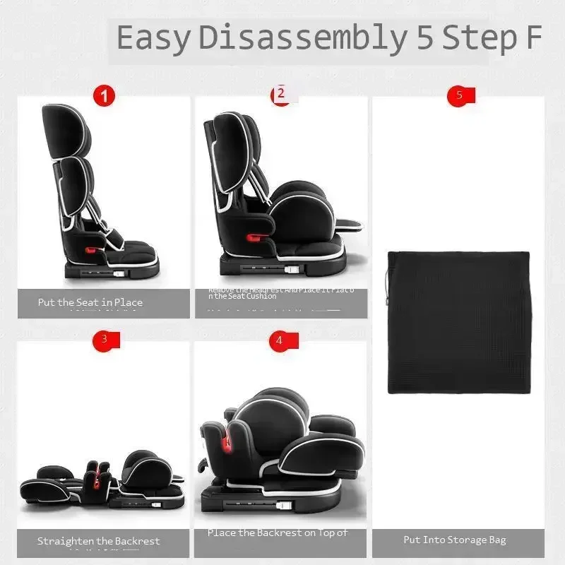 Child Car Safety Seat, Foldable Car Seat, Universal Fit for 7 Months to 12 Years, Convenient and Secure Baby Car Seat Solution