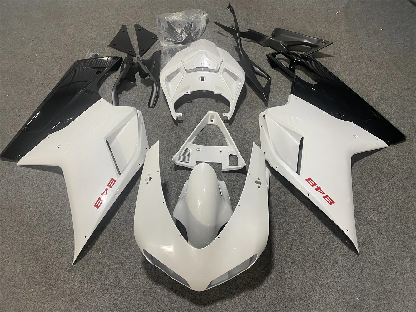 Motorcycle Fairing Suitable for Ducati 848 1098 1198 07-11 EV0 2007 2008 2009 2010 2011 Fairing Black Pearl White