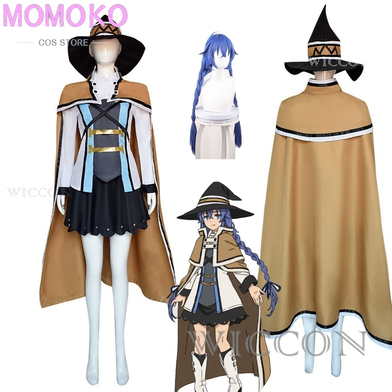 

Anime S1 Mushoku Roxy Migurdia Cosplay Costume Wig Tensei Magic Tutor Cosplay Suit Hat Halloween Women Cloak Roleplay Outfit