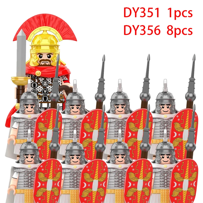 Figurines d'action de la série militaire médiévale, blocs de construction, Centurion romaine, château Empire, chevalier, soldat, personnages de film, jouet en briques