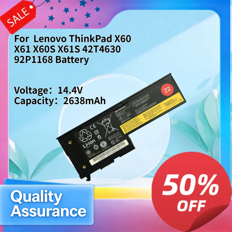 

2638mAh 14.4V For Le novo ThinkPad X60 X61 X60S X61S 42T4630 92P1168 Battery